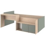 Lit combin enfant 90x190 / 200 cm jade - chene / vert cladon - bureau et rangements - parisot
