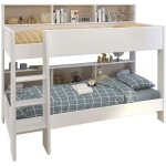 Les tendances ? lit superpos� 90x200 cm en panneaux de particules blanc ch�ne brooklyn ? �chelle large ...