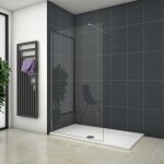 Paroi de douche 100x200cm verre 8mm securit avec receveur de douche blanc 120x80cm + bonde de douche ...