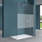 Paroi de douche 130x200cm avec bande opaque pare - douche � l'italienne br2ms verre tremp� 10mm easy ...