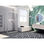 Parois de douche 2 panneaux (1 fixe + 1 coulissant) paama silver et verre transparent - h. 195 cm ext. ...