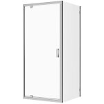 Paroi de douche 80x90 cm porte battante angulaire et paroi fixe profil�s en aluminium chrom�s verre transparen ...