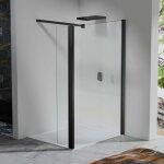 Paroi de douche 90�200 cm avec retour pivotant 30�200 cm ? barre extensible 73?120 cm ? aluminium noir ...