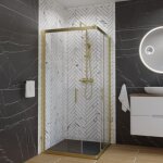 Cuisibane - paroi de douche d'angle cadre doré goldy 100 cm x 100 cm Cuisibane - paroi de douche d'angle cadre doré goldy 100 cm x 100 cm
