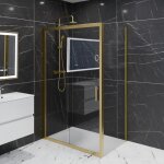 Cuisibane - paroi de douche d'angle porte coulissante + retour fixe goldy 120 cm x 80 cm Cuisibane - paroi de douche d'angle porte coulissante + retour fixe goldy 120 cm x 80 cm