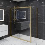Paroi de douche d'angle porte coulissante + retour fixe goldy 160 cm x 80 cm Paroi de douche d'angle porte coulissante + retour fixe goldy 160 cm x 80 cm