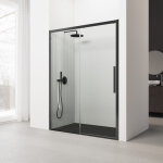 Paroi de douche coulissante - 170 - 174 cm. profil� noir - verre de s�curit�: 6 mm transparent - anticalcaire ...