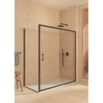 Paroi de douche coulissante + fixe + lat�ral fixe, avec profil� inf�rieur, verre s�curit� 6mm anticalcaire, ...