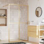 Paroi de douche Écran de douche paroi fixe avec verre esg transparent doré 140x195 cm cvw41037 Paroi de douche Écran de douche paroi fixe avec verre esg transparent doré 140x195 cm cvw41037