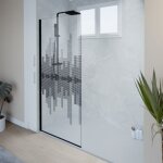 Cuisibane - paroi de douche fixe 90 cm x 200 cm motif manhattan - verre 8 mm Cuisibane - paroi de douche fixe 90 cm x 200 cm motif manhattan - verre 8 mm