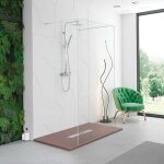 Paroi de douche fixe centrale 2 barres de fixation manacor blanc mat 90 cm