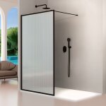 Paroi de douche fixe fresh perimetral noire verre cannelé 80 cm Paroi de douche fixe fresh perimetral noire verre cannelé 80 cm