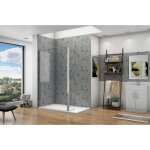 Paroi de douche fixe � l'italienne avec retour pivotant - 100 + 30cm h. 200cm - chrom� - barre fixe 90cm ...