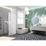 Paroi de douche fixe lat�rale paama silver et verre transparent extensible 78 - 81 cm - montage avec ...