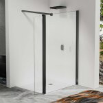 Paroi de douche � l?italienne 110�200 cm avec d�flecteur pivotant 30�200 cm ? barre de fixation 90 cm ...