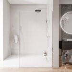 Bernstein - paroi de douche italienne 140x200cm, verre nano 10mm, profilé mural inox chrome, sans profilé ... Bernstein - paroi de douche italienne 140x200cm, verre nano 10mm, profilé mural inox chrome, sans profilé ...