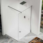 Paroi de douche � l?italienne 70�200 cm ? verre tremp� 8 mm ? profil� mural et barre de stabilisation ...