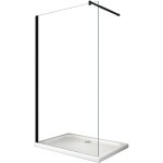 Paroi de douche  l'italienne de 8 mm avec cadre et bras noir h. 200 transparent cm. 78 - 80