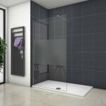 Paroi de douche � l'italienne en 8mm verre securit et sabl� au centre, oc�an paroi de douche 100x200cm ...