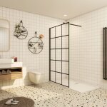 Paroi de douche � l'italienne industrielle 100x200cm livr� une barre de fixation extensible en cylindrique ...