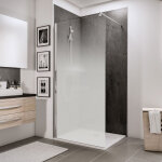 Paroi de douche à l'italienne, profilé aspect chromé, paroi fixe walk in, newstyle schulte, verre brume, ... Paroi de douche à l'italienne, profilé aspect chromé, paroi fixe walk in, newstyle schulte, verre brume, ...