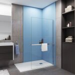 Paroi de douche � l'italienne profil� en chrom� 120x200cm avec porte serviette - �tag�re chrom�