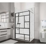 Paroi de douche à l'italienne, profilé noir à clipser, paroi fixe walk in style industriel, newstyle ... Paroi de douche à l'italienne, profilé noir à clipser, paroi fixe walk in style industriel, newstyle ...