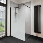 Paroi de douche  l'italienne, profil noir, paroi fixe walk in, newstyle schulte verre brume anticalcaire, ...