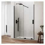 Gme - paroi de douche kenna black fixe + coulissant mesure: 150 - 155 cm