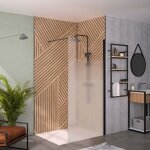 Kinedo - paroi de douche solo 6 + s�rigraphie cosmos xl 80cm profil� noir mat