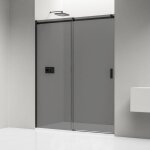 Bernstein - paroi de douche en niche avec 1 panneau et porte coulissante en verre teint noir esg, profil ...