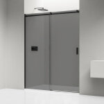 Bernstein - paroi de douche en niche avec 1 panneau et porte coulissante en verre teint noir esg, profil ...