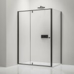 Paroi de douche noire mat verre 6mm cabine de douche intgrale parre douche angle portes pliantes sur ...