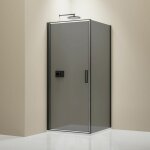 Paroi de douche noire mat verre gris cabine de douche intégrale parre douche angle porte battante - nt ... Paroi de douche noire mat verre gris cabine de douche intégrale parre douche angle porte battante - nt ...