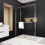Aurlane - paroi de douche or doré brossé 140x200cm - porte - serviette et etagère Aurlane - paroi de douche or doré brossé 140x200cm - porte - serviette et etagère