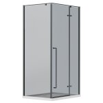 Vente - unique - paroi de douche avec porte pivotante en verre fum - l100 x l80 x h190 cm - noir mat ...