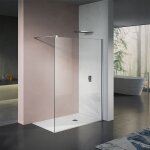 Paroi de douche avec profilé et barre de maintien chromés paroi de douche en verre transparent anti - ... Paroi de douche avec profilé et barre de maintien chromés paroi de douche en verre transparent anti - ...