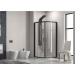 Parois de douche quart de cercle flora 200 noir 90x90 x190 cm