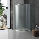 Rue du bain ? paroi de douche quart rond 90 cm ? verre granit� 6 mm ? aluminium mat ? portes coulissantes ...