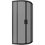 Paroi de douche semi - circulaire 80x80 cm ouverture coulissante profils aluminium verre opaque noir ...