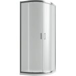 Paroi de douche semi - circulaire 80x80cm ouverture coulissante profils aluminium chrom�s verre opaque ...