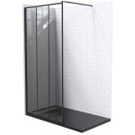 Ondee - zen - paroi de douche veria - verre 8mm - d�cor et finition noir mat - 100x200cm