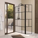 Aurlane - paroi de douche avec volet pivotant 120 + 40x195cm - verre 8mm anticalcaire - motifs et profil�s ...