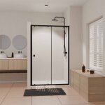 Paroi porte de douche coulissante noir 120x185cm - extensible de 112. 5 � 126. 5 cm - black slide 120 ...
