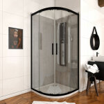 Aurlane - paroi porte de douche quart de cercle 90x90x200cm - profile noir mat - verre tremp� 6mm