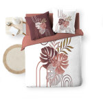 Parure de couette 240 x 220 cm + 2 taies ? coton 42 fils ? astria rose