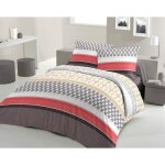 Lovely home - parure de couette 3 pieces coton 57 fils rouge 240 x 260 cm - boogie Lovely home - parure de couette 3 pieces coton 57 fils rouge 240 x 260 cm - boogie