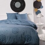 Parure de couette lit double  sunshine  - bleu - l 220 x l 240 cm - livraison gratuite