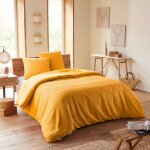 Parure de couette  nid d'abeille  240 x 220 pour lit 2 places 140  160 cm - couleur : curry