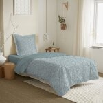 Coton pur - parure de draps 3 pièces pour lit 90 x 190 cm céleste glacier Coton pur - parure de draps 3 pièces pour lit 90 x 190 cm céleste glacier
